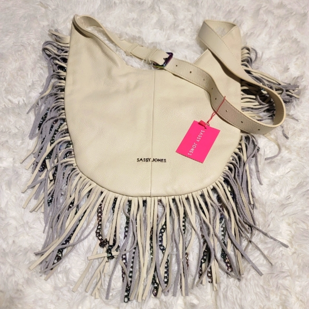 White leather Sassy Jones Dina handbag